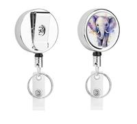 Porta badge identificativo a forma di elefante, con bobina retrattile per infermiera, resistente, in metallo, con corda di nylon da 68,1 cm, targhette divertenti per nome, per insegnanti, infermiere