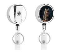 Porta badge identificativo a forma di gatto, con bobina retrattile, in metallo resistente, con cordino in nylon da 68,1 cm, targhette divertenti per nome, per insegnanti, infermiere, dottori