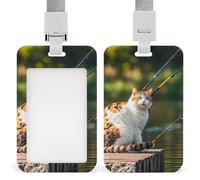 Porta badge identificativo a forma di gatto da pesca, con cordino staccabile, design impermeabile, per ufficio, posto di lavoro