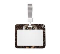 Porta badge identificativo a forma di gufo in chicco di caffè, con cordino, porta carte d'identità, in plastica, impermeabile, scorrevole, per ufficio, lavoro e affari
