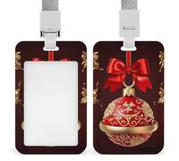 Porta badge identificativo a forma di palla di Natale con campanella dorata, con cordino verticale, per lavoro, ufficio, infermiera, insegnante di medicina, donne