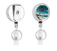 Porta badge identificativo a forma di palma Hawaii, con bobina retrattile per infermiera, portachiavi in metallo resistente, con corda di nylon da 68,1 cm, targhette divertenti per insegnanti
