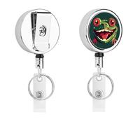 Porta badge identificativo a forma di rana con bocca aperta, bobina retrattile per infermiera, portachiavi in metallo resistente, clip con corda di nylon da 68,1 cm, etichette divertenti per