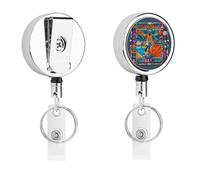 Porta badge identificativo a tema basket con bobina retrattile per infermiera, portachiavi in metallo resistente, clip con corda di nylon da 68,1 cm, targhette divertenti per insegnanti, infermiere