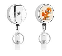 Porta badge identificativo arancione a forma di pony, retrattile, con bobina retrattile, in metallo resistente, con cordino in nylon da 68,1 cm, targhette divertenti per insegnanti, infermiere