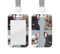Porta badge identificativo Bulldog francese Clip retrattile Porta carte in plastica impermeabile con cordino Protezione verticale per carte da lavoro Custodia per badge da lavoro Porta bobina per nome