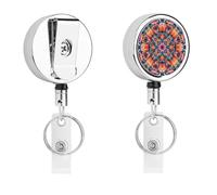 Porta badge identificativo colorato con motivo simmetrico, bobina retrattile per infermiera, portachiavi in metallo resistente, clip con corda di nylon da 68,1 cm, etichette divertenti per nome, per