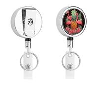 Porta badge identificativo con ananas e fenicotteri, bobina retrattile per infermiera, portachiavi in metallo resistente, clip con corda di nylon da 68,1 cm, targhette divertenti per insegnanti