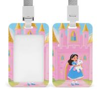 Porta badge identificativo con bobina retrattile Princess in the Castle, porta badge verticale con cordino staccabile, custodia per badge identificativi per personale di sicurezza, donne e uomini