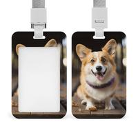 Porta badge identificativo con cane Corgi, con cordino rimovibile, design impermeabile, per ufficio, posto di lavoro