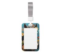 Porta badge identificativo con cavallo con fiori e farfalle con cordino verticale in plastica con finestra trasparente, protezione impermeabile per carte d'identità, per infermieri, insegnanti