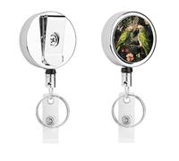 Porta badge identificativo con coppia di pappagalli verde oliva, bobina retrattile per infermiera, portachiavi in metallo resistente, clip con corda di nylon da 68,1 cm, targhette divertenti per