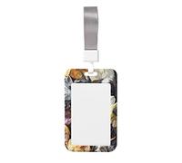 Porta badge identificativo con cordino Cani Razze Ritratti Colorato Impermeabile Plastica extra spessa Porta carte d'identità trasparente richiudibile, 2 "x 3" Dimensioni interne, Stile verticale, I