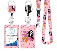 Porta badge identificativo con cordino divertente fantasma cordini per badge d'identità Bobina retrattile con clip da cintura girevole cordino staccabile cordino per carte nome tag verticale ID
