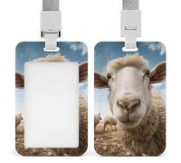 Porta badge identificativo con cordino ID Card Name Tag Sheep Up Close Porta badge Tattico ID Holder Vertical ID Card Protector per ufficio Lavoro Key Card Patenti di guida Passes