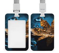 Porta badge identificativo con cordino ID Card Tag A Leaf Falls Into The Water Porta badge Tattico ID Holder Vertical ID Card Protector per ufficio Lavoro Key Card Patenti di guida Passes