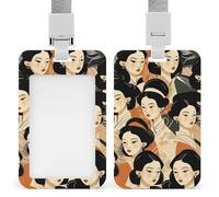 Porta badge identificativo con cordino ID Tag scorrevole in plastica rigida Custodia per carta d'identità Modello ritratto femminile Porta carte d'identità Custodia per badge da lavoro per insegnanti