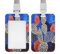 Porta badge identificativo con cordino identificativo scorrevole in plastica rigida in stile cactus, porta badge da lavoro, per insegnanti di ufficio, donne e uomini