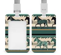 Porta badge identificativo con cordino identificativo scorrevole in plastica rigida, motivo a strisce di cavallo, porta badge da lavoro, per insegnanti di ufficio, donne e uomini