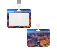 Porta badge identificativo con cordino scorrevole verticale in plastica custodia protettiva Beauty Grand Canyon Porta carte d'identità verticale per infermiere medico forniture per ufficio targhetta
