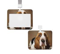 Porta badge identificativo con cordino scorrevole verticale in plastica custodia protettiva custodia protettiva Basset Hound porta carta d'identità verticale per infermiere medico forniture per