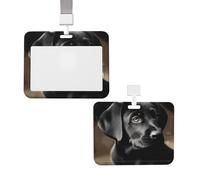 Porta badge identificativo con cordino scorrevole verticale in plastica custodia protettiva per cucciolo di labrador nero porta carte d'identità verticale per infermiere medico forniture per ufficio