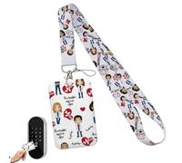 Porta badge identificativo con cordino staccabile per, Porta Badge da Collo, Portabadge Collo Retrattile per Porta Badge Identificativo,Ufficio Scuola, (Infermiera)