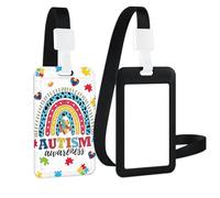 Porta badge identificativo con cordino staccabile Protettiva in Plastica con Finestra Trasparente per Cordino Porta Badge da Collo Cinghia del per Carta di Ufficio ID, Parola arcobaleno
