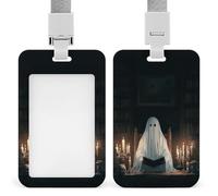 Porta badge identificativo con fantasma che legge nella biblioteca con clip retrattile porta carte di credito protettore nome badge per lavoro ufficio medico infermiera