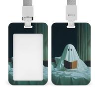 Porta badge identificativo con fantasma che legge un libro a letto, clip retrattile, porta carte di credito, nome, badge per lavoro, ufficio, dottore, infermiere