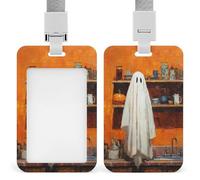 Porta badge identificativo con fantasma in piedi nel lavandino della cucina, clip retrattile, protezione per carte di credito, nome, badge per lavoro, ufficio, dottore, infermiere