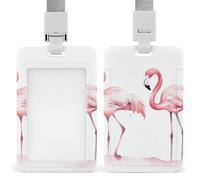 Porta badge identificativo con fenicotteri, con cordino staccabile, design impermeabile, per ufficio, posto di lavoro