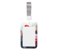 Porta badge identificativo con fenicottero dipinto, porta badge scorrevole, verticale, in plastica, custodia protettiva per donne e uomini, con cordino, custodia per badge da lavoro per ufficio