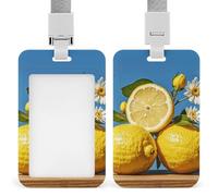 Porta badge identificativo con fiore e limone, con cordino staccabile, design impermeabile per ufficio, posto di lavoro