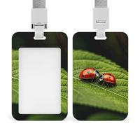 Porta badge identificativo con foglie e coccinelle, con cordino staccabile, design impermeabile per ufficio, posto di lavoro