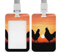 Porta badge identificativo con galline animali, con cordino staccabile, design impermeabile, per ufficio, posto di lavoro