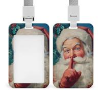 Porta badge identificativo con gesto di Babbo Natale in un silenzio, clip retrattile, porta carte di credito, nome, badge per lavoro, ufficio, dottore, infermiera