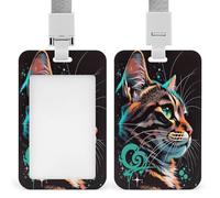 Porta badge identificativo con graffiti a forma di gatto, con clip retrattile, protezione per nome, targhetta per nome, per lavoro, ufficio, dottore, infermiera