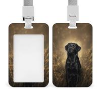 Porta badge identificativo con labrador retriever nero, clip retrattile, porta carte di credito, nome, badge per lavoro, ufficio, dottore, infermiere