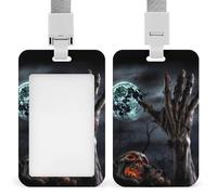 Porta badge identificativo con mano zombie scuro Halloween carino lavoro nome clip con cordino Duty verticale protezione per carte di credito custodia per lavoro ufficio infermiera insegnante di