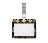 Porta badge identificativo con motivo a chitarra artistica, con cordino, custodia orizzontale in plastica con finestra trasparente, protezione impermeabile per badge identificativi, custodia per badge