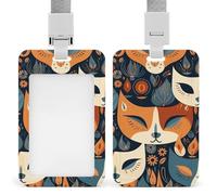Porta badge identificativo con motivo a faccia di gatto, impermeabile, staccabile, con cordino, porta carte d'identità in plastica, custodia per carte d'identità, per donne, uomini, infermiere
