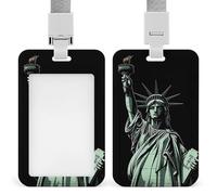 Porta badge identificativo con motivo statua della libertà, con cordino staccabile, porta carte d'identità verticale, custodia in plastica impermeabile, per lavoro, ufficio, insegnante, infermiera