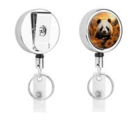 Porta badge identificativo con panda e girasole, bobina retrattile per infermiera, portachiavi in metallo resistente, con corda di nylon da 68,1 cm, targhette divertenti per insegnanti, infermiere