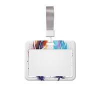 Porta badge identificativo con piume di animali ad acquerello con cordino porta carte d'identità Custodia in plastica impermeabile Porta carte di identità scorrevole ID Protector Pouch Porta etichette
