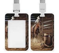 Porta badge identificativo con protezione per badge da rodeo del West americano, porta badge identificativo con cordino per ufficio, lavoro, insegnanti, donne