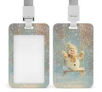 Porta badge identificativo con pupazzo di neve felice, clip retrattile, protezione per nome, targhetta per nome, per lavoro, ufficio, dottore, infermiera