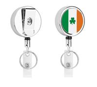 Porta badge identificativo con scritta "Happy Irish Holidays", bobina retrattile per infermiera, portachiavi in metallo resistente, con corda di nylon da 68,1 cm, targhette divertenti per insegnanti