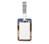 Porta badge identificativo con stampa di cavallo che corre rosso, con cordino, targhetta identificativa scorrevole, in plastica rigida, porta badge da lavoro, per insegnanti di ufficio, donne e uomini