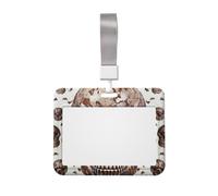 Porta badge identificativo con teschio su sfondo bianco, con cordino orizzontale, in plastica, con finestra trasparente, impermeabile, per infermieri, insegnanti, ufficio